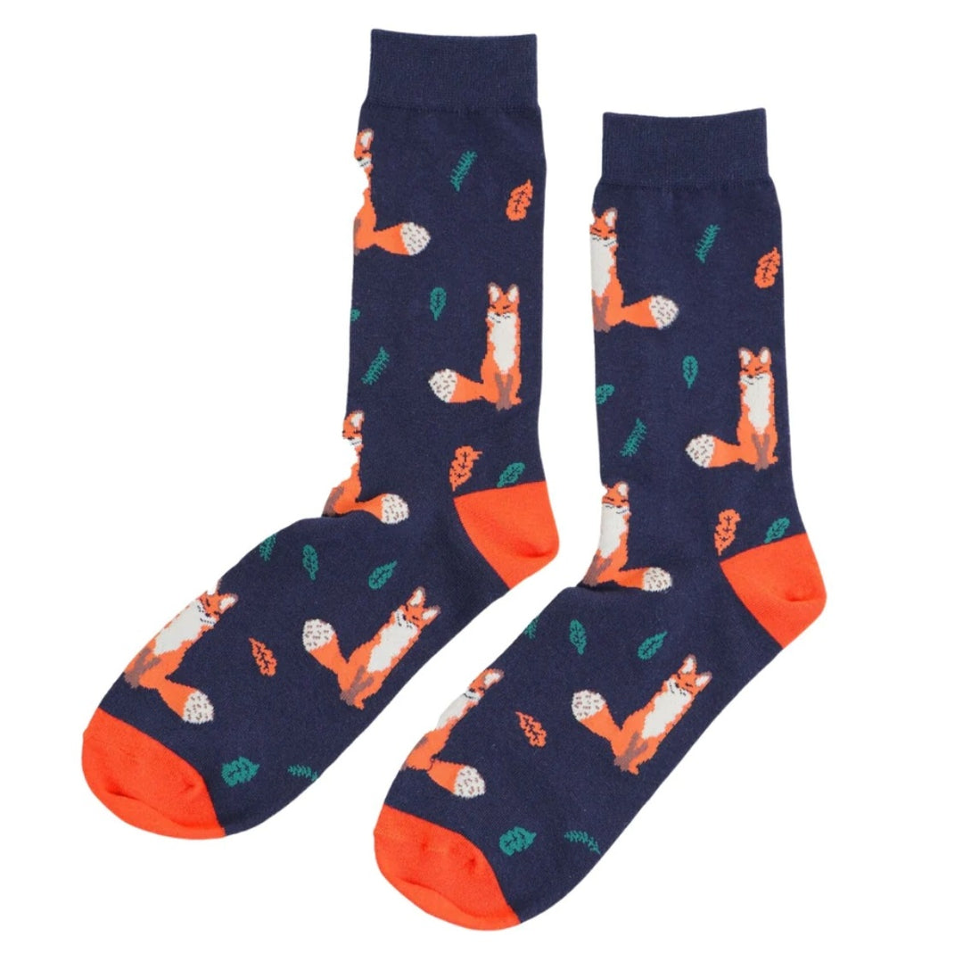 Bamboo Fox Socks (Navy)