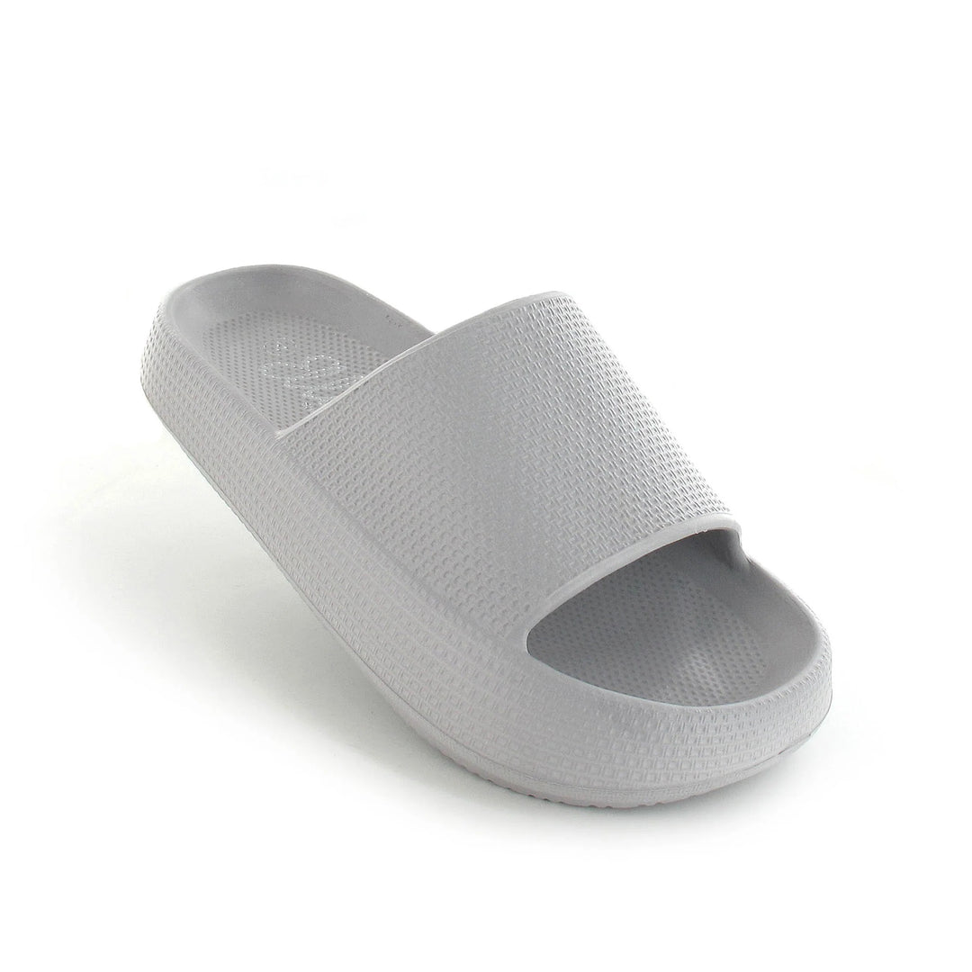 Ella Cloud Cushioned Lightweight Slip On Sliders In Grey