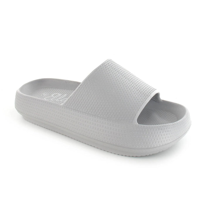 Ella Cloud Cushioned Lightweight Slip On Sliders In Grey