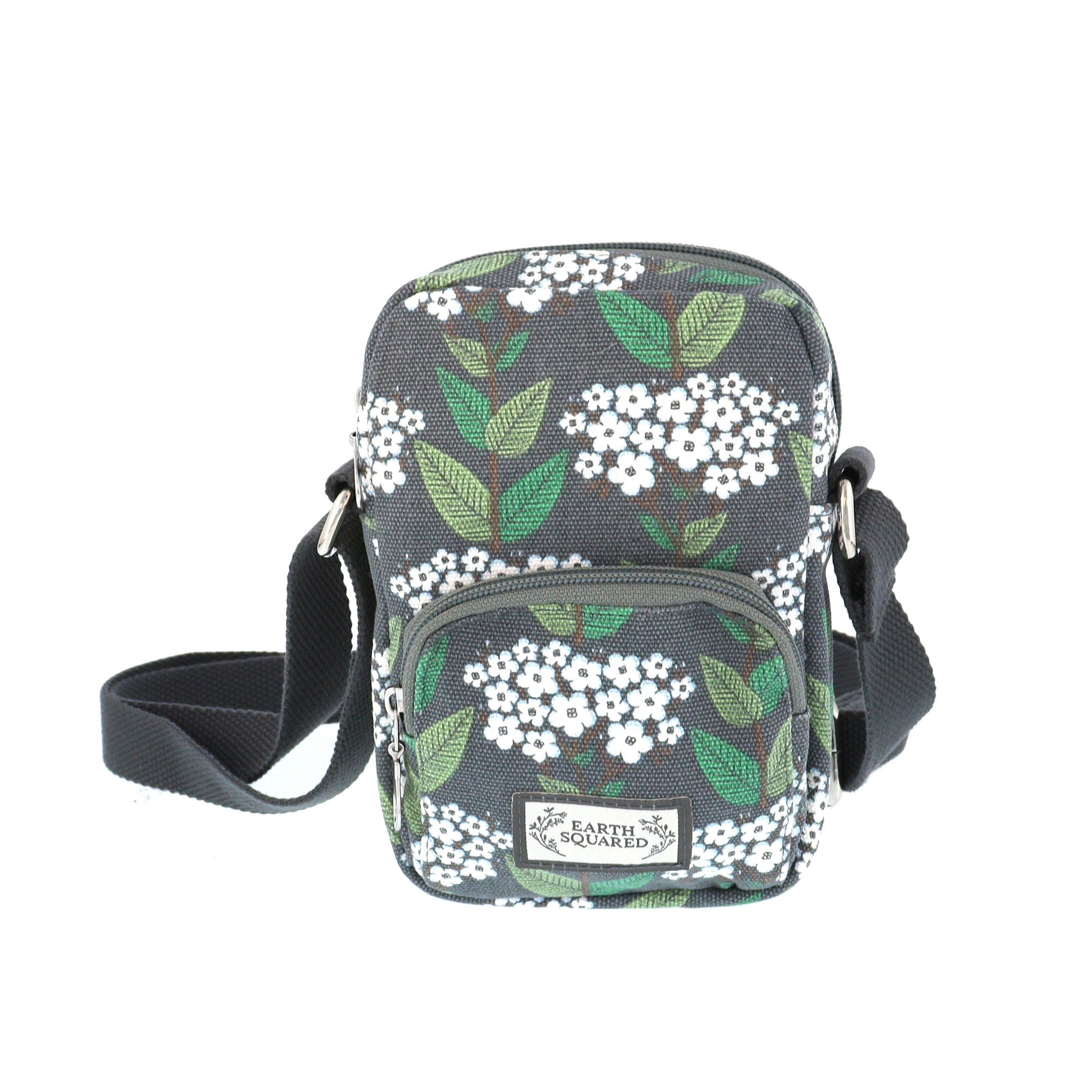 Grey Blossom Small Phone Pouch Cross Body Bag by Earth Squared