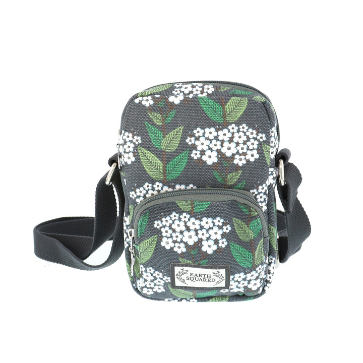 Grey Blossom Small Phone Pouch Cross Body Bag by Earth Squared