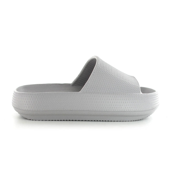 Ella Cloud Cushioned Lightweight Slip On Sliders In Grey