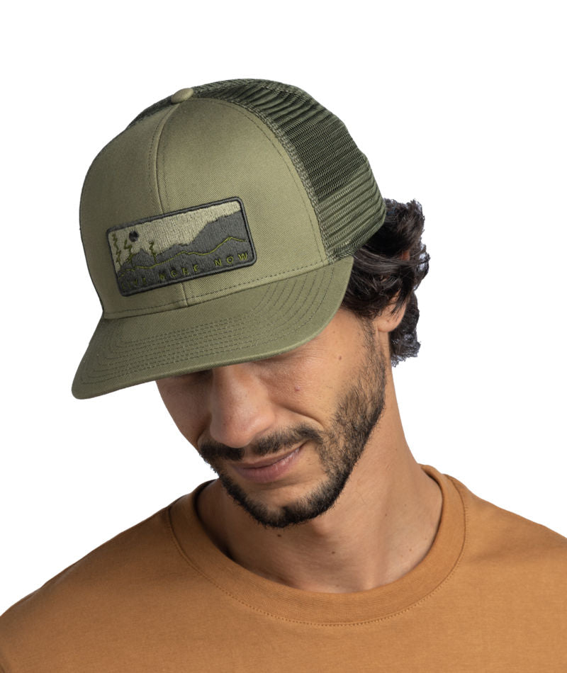 Buff Explore Adjustable Mesh Trucker Cap In Wate Forest