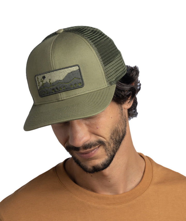 Buff Explore Adjustable Mesh Trucker Cap In Wate Forest