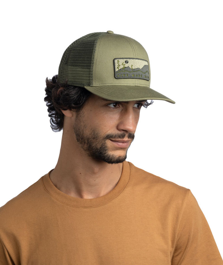 Buff Explore Adjustable Mesh Trucker Cap In Wate Forest