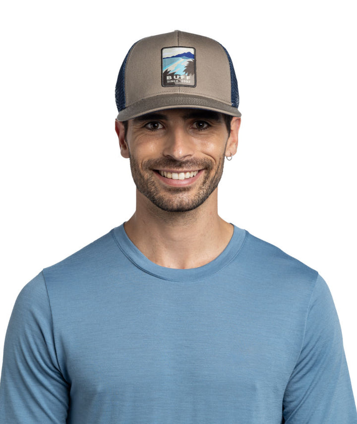 Buff Explore Adjustable Mesh Trucker Cap In Tundra Khaki