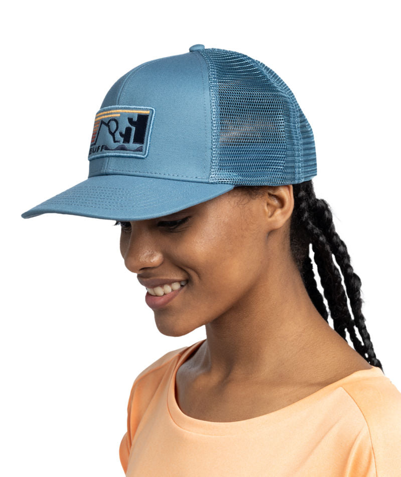Buff Explore Adjustable Mesh Trucker Cap In Nidus Blue
