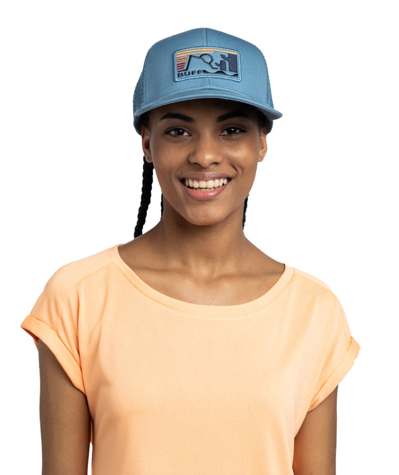 Buff Explore Adjustable Mesh Trucker Cap In Nidus Blue