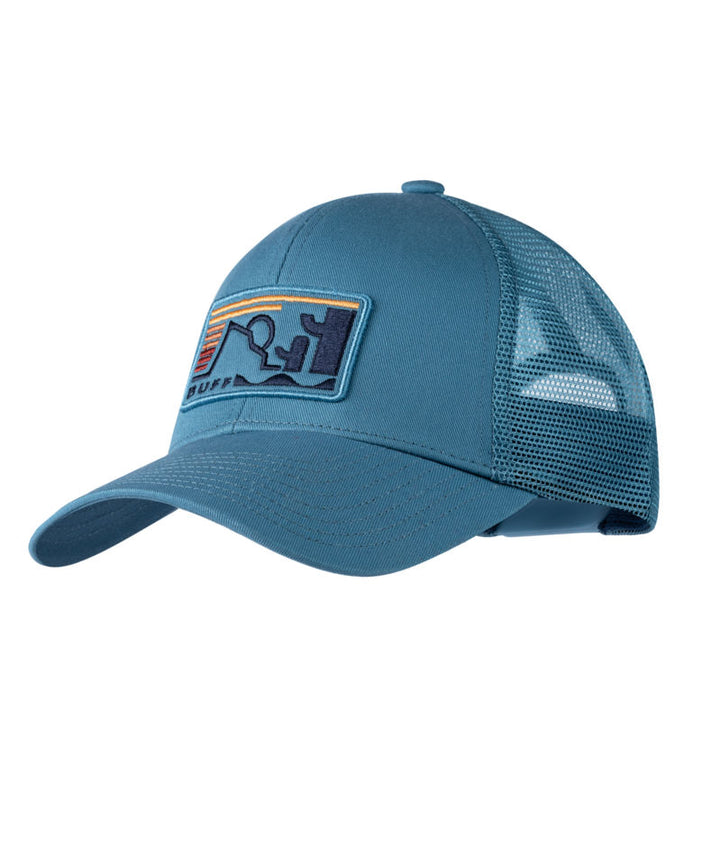 Buff Explore Adjustable Mesh Trucker Cap In Nidus Blue