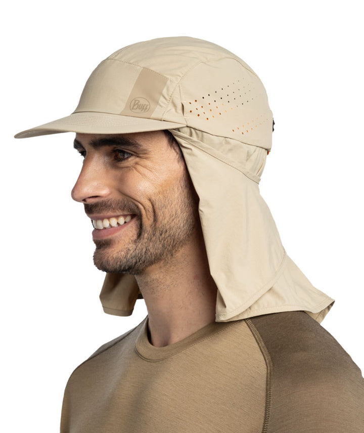 Buff Desert UPF 50 Neck Cape Lightweight Cap In Birch Grey