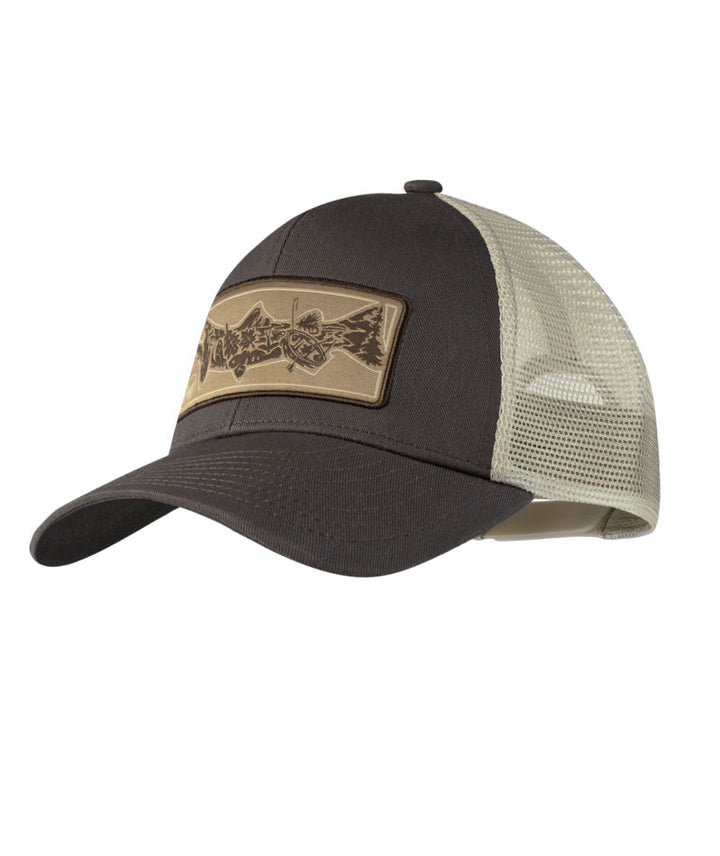 Buff Explore Adjustable Mesh Trucker Cap In Lake River Khaki