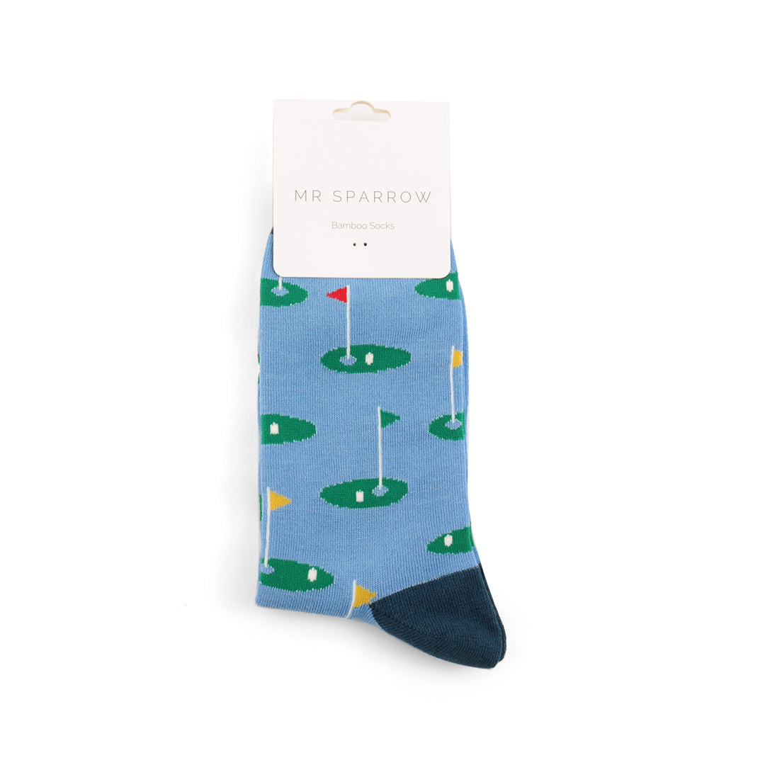 Mr Heron Mens Bamboo Golf Socks In Sky Blue