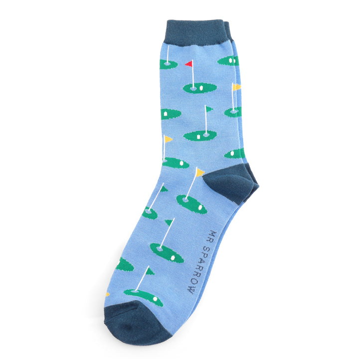 Mr Heron Mens Bamboo Golf Socks In Sky Blue