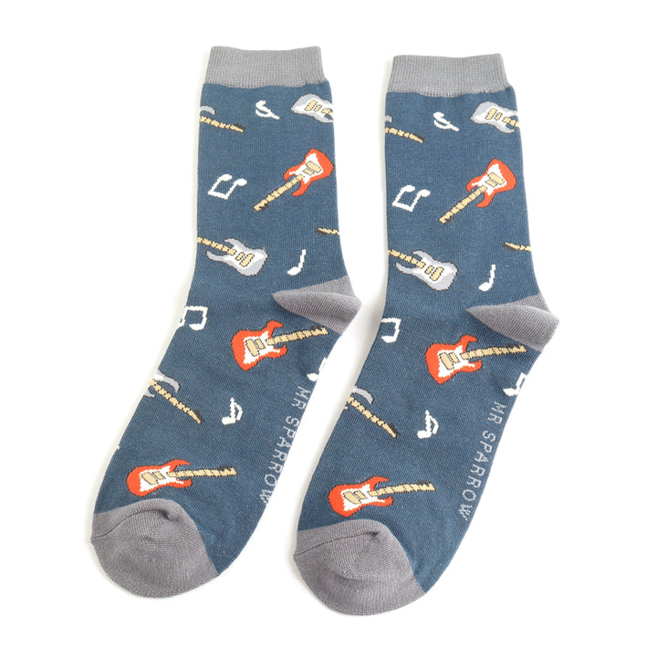 Mr Heron Mens Bamboo Guitars Socks In Navy