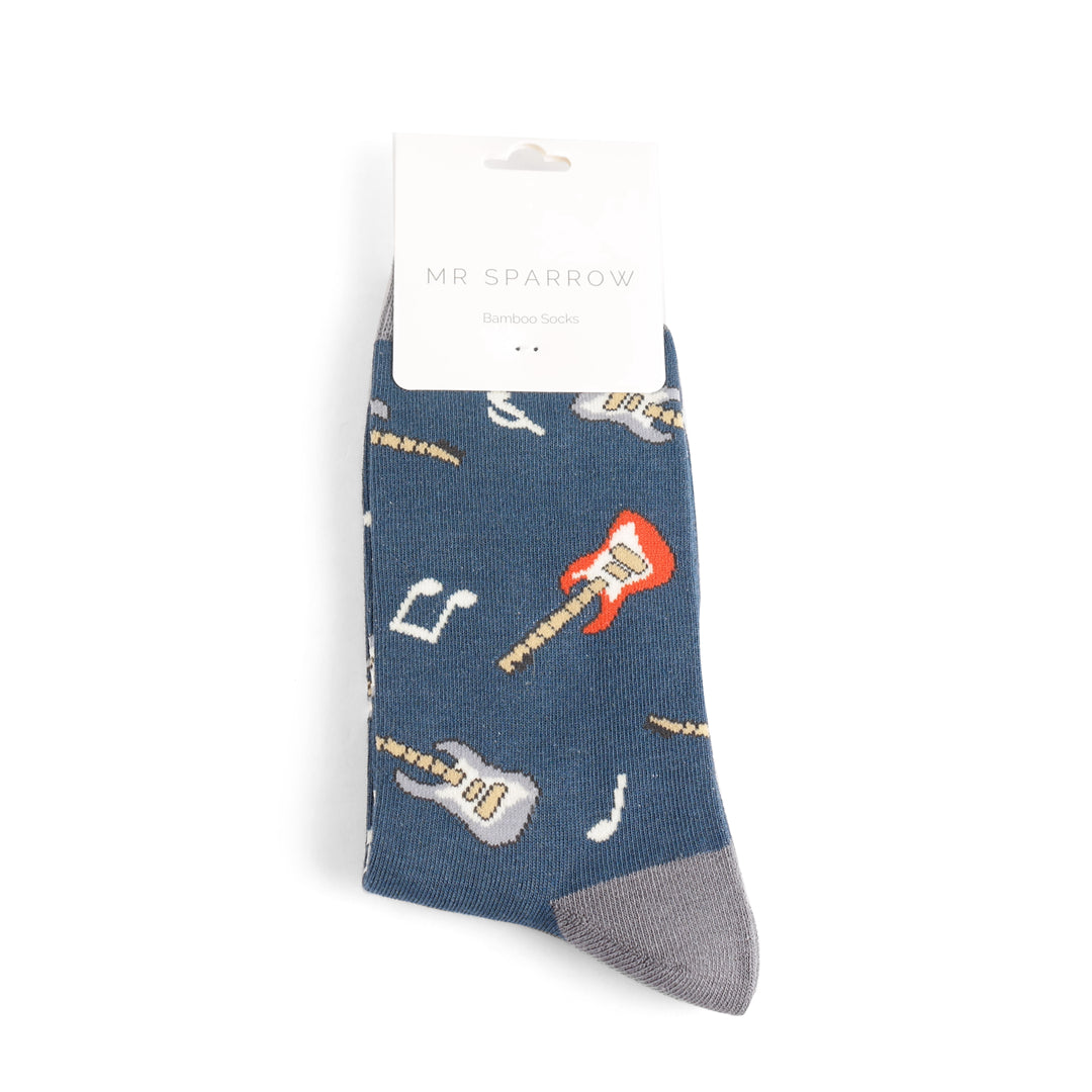 Mr Heron Mens Bamboo Guitars Socks In Navy