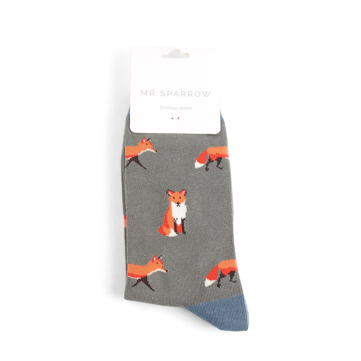 Mr Heron Mens Bamboo Foxes Socks In Charcoal