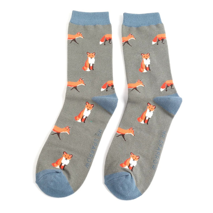 Mr Heron Mens Bamboo Foxes Socks In Charcoal