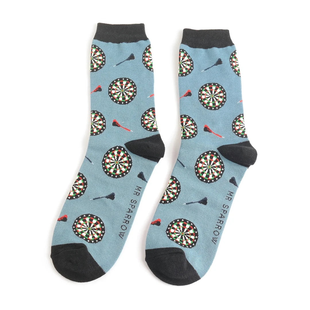 Mr Heron Mens Bamboo Dart Board Socks In Denim