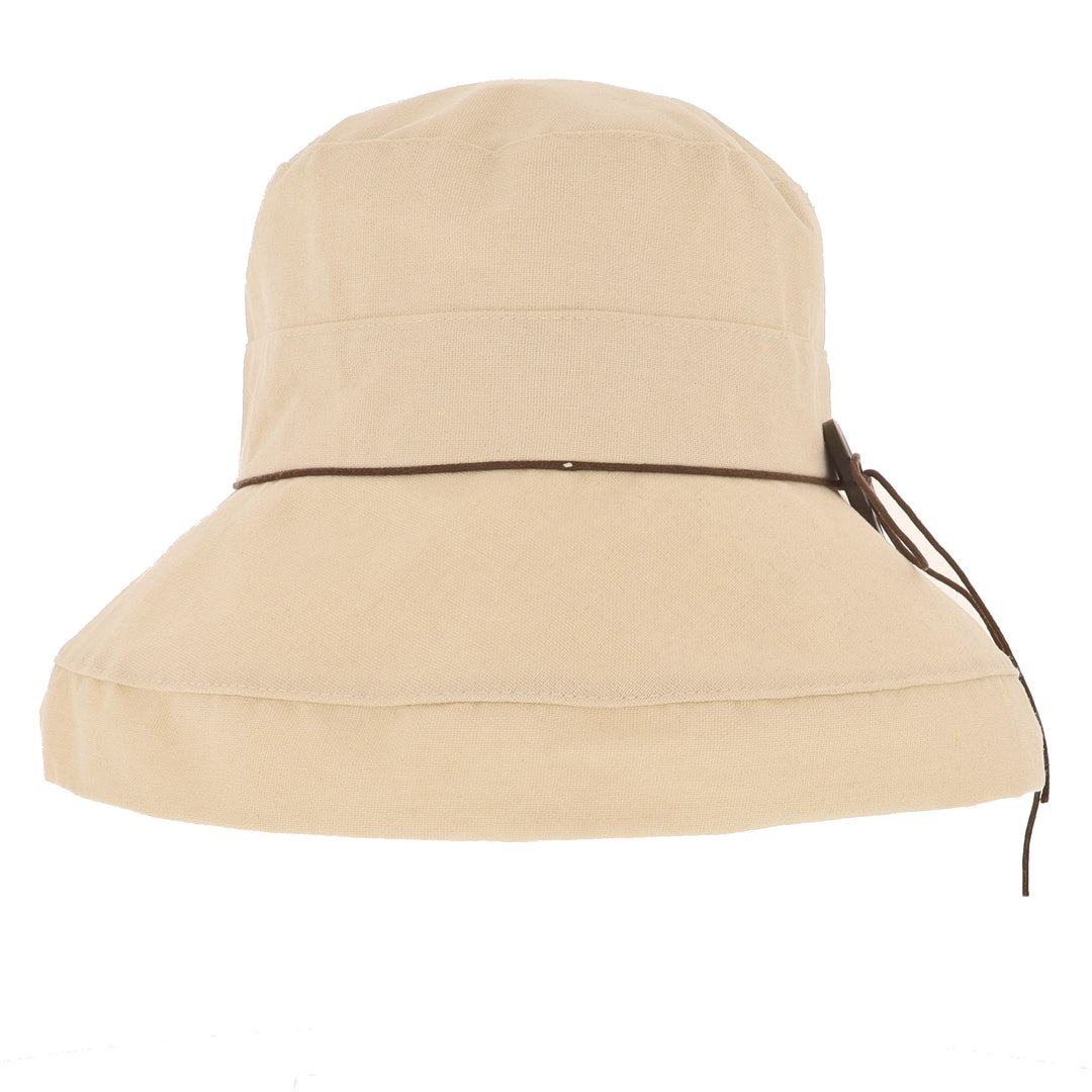 Ladies Cotton & Linen Wide Brim Sun Hat in Natural
