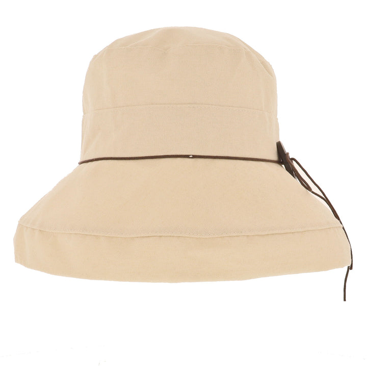 Ladies Cotton & Linen Wide Brim Sun Hat in Natural
