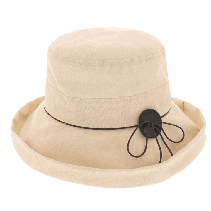 Ladies Cotton & Linen Wide Brim Sun Hat in Natural