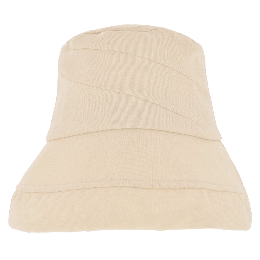 Ladies Cotton & Linen Wide Brim Cloche Sun Hat in Natural