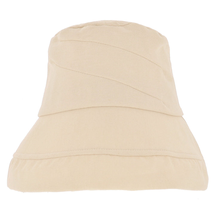 Ladies Cotton & Linen Wide Brim Cloche Sun Hat in Natural