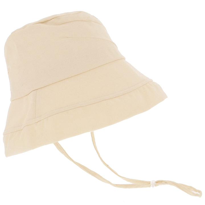 Ladies Cotton & Linen Wide Brim Cloche Sun Hat in Natural