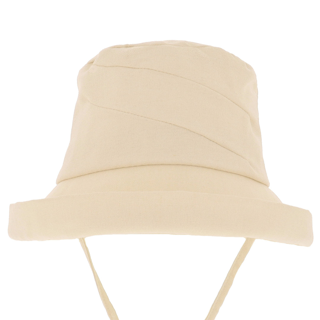 Ladies Cotton & Linen Wide Brim Cloche Sun Hat in Natural