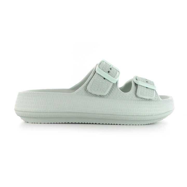 Ella Air Buckle Cushioned Lightweight Slip On Sandals In Mint