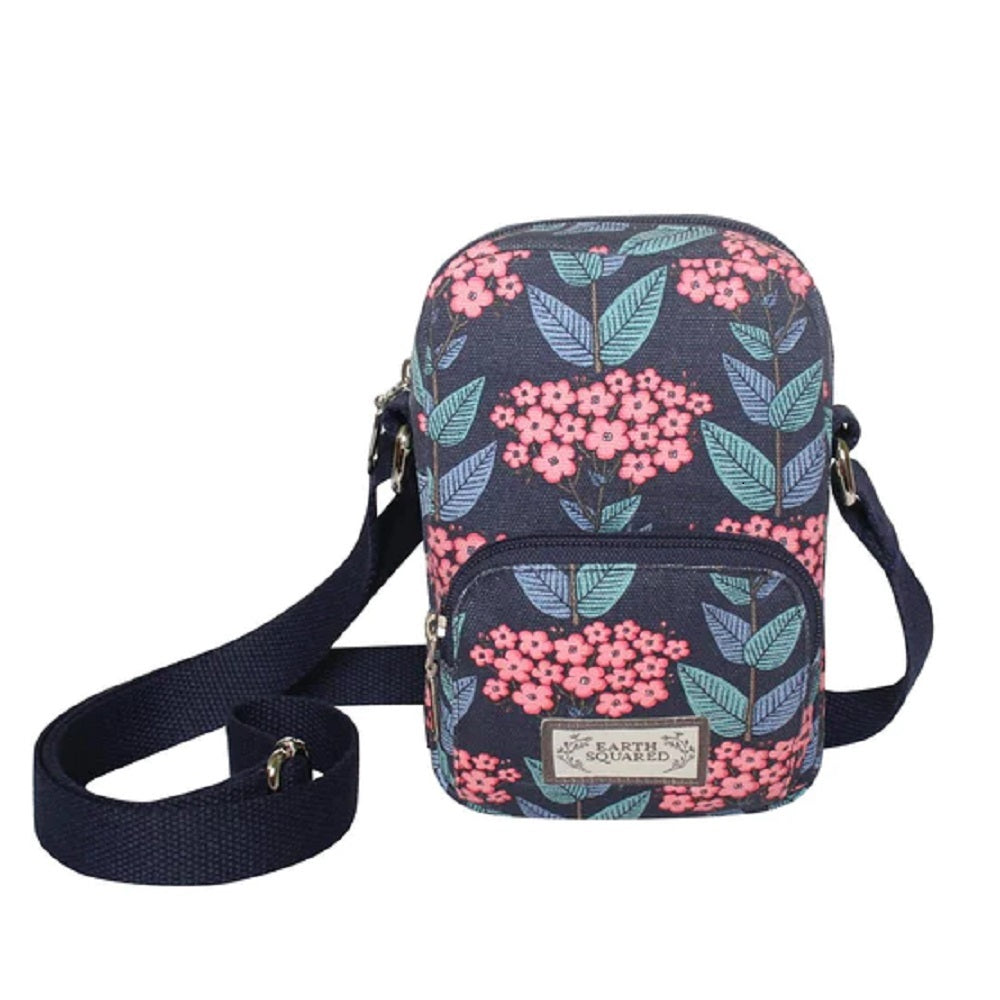 Navy Blossom Small Phone Pouch Cross Body Bag by Earth Squared