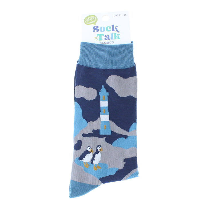 Bamboo Coastal Puffin Socks (Blue)