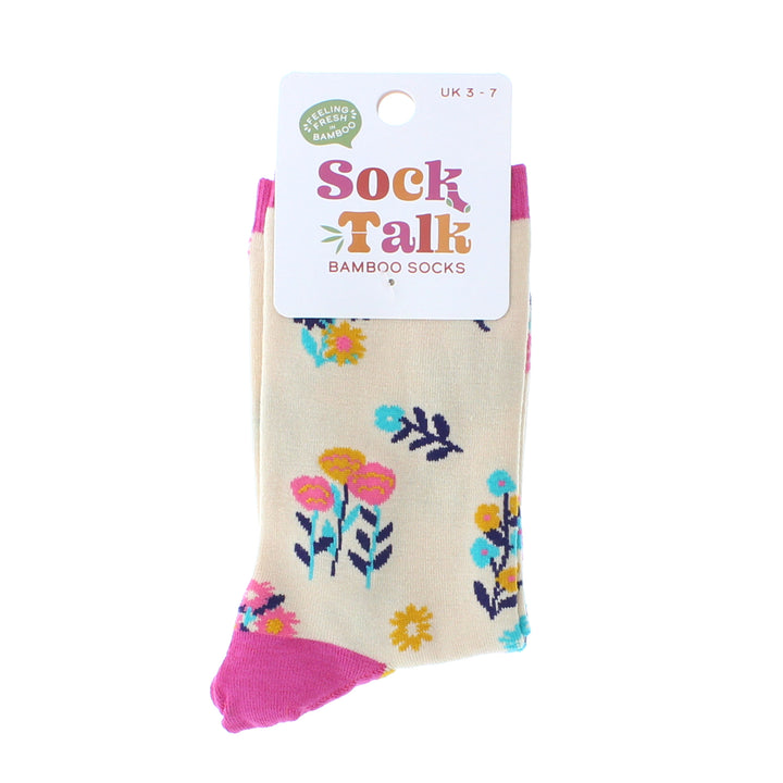 Bamboo Floral Socks (Cream)