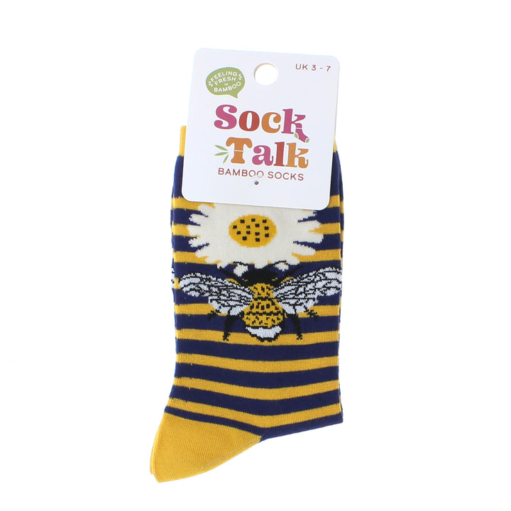 Bamboo Bee Stripe Socks (Navy)