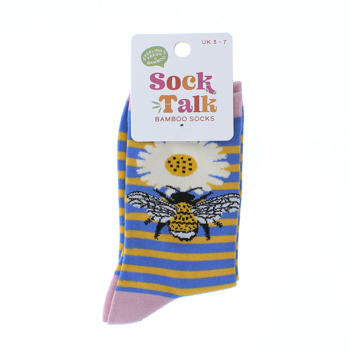 Bamboo Bee Stripe Socks (Blue)