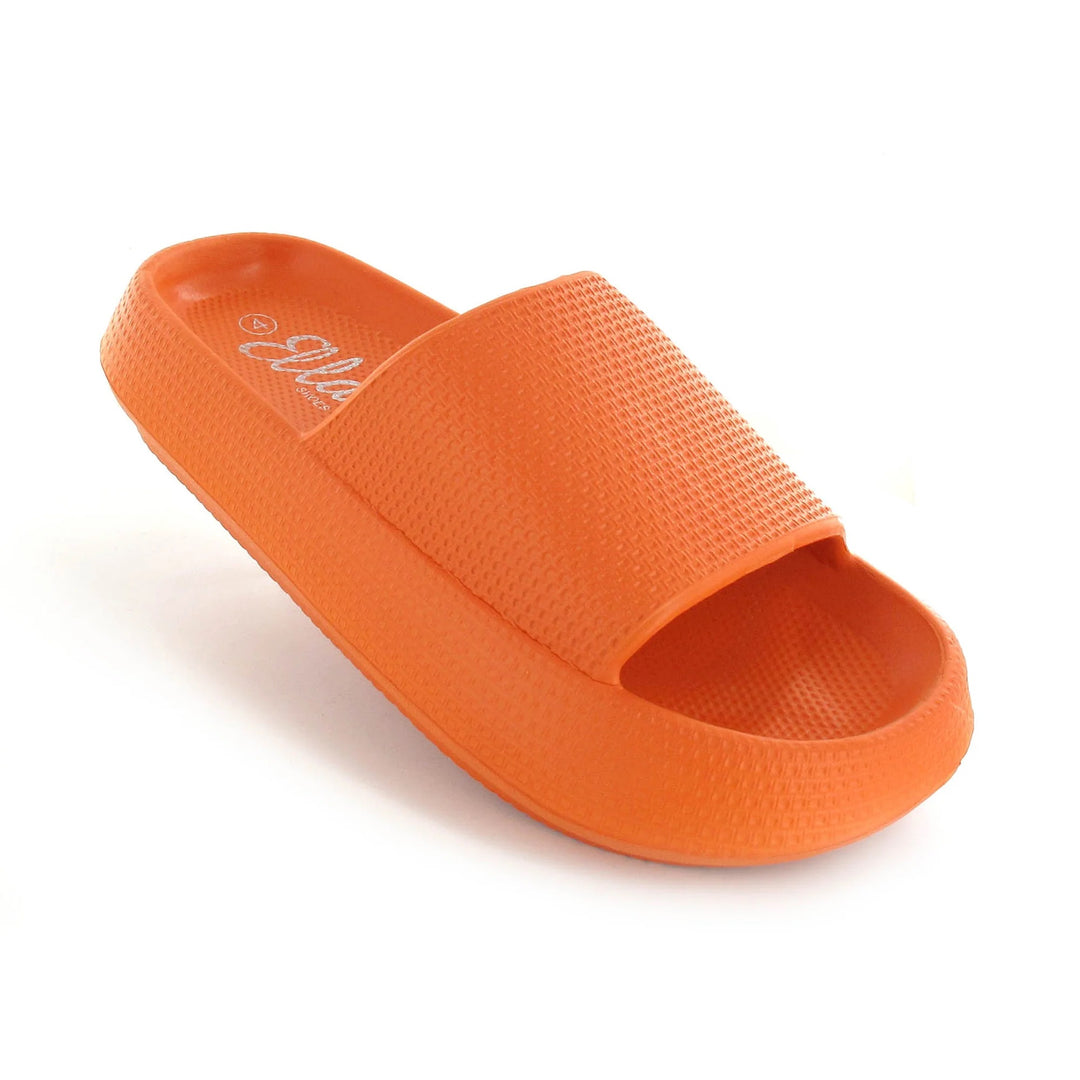 Ella Cloud Cushioned Lightweight Slip On Sliders In Orange