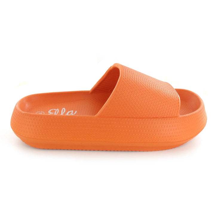 Ella Cloud Cushioned Lightweight Slip On Sliders In Orange