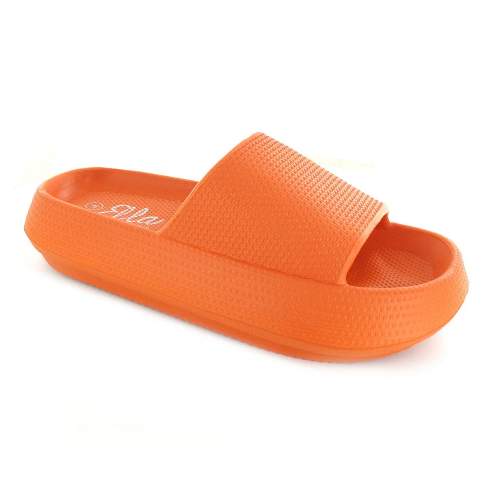 Ella Cloud Cushioned Lightweight Slip On Sliders In Orange