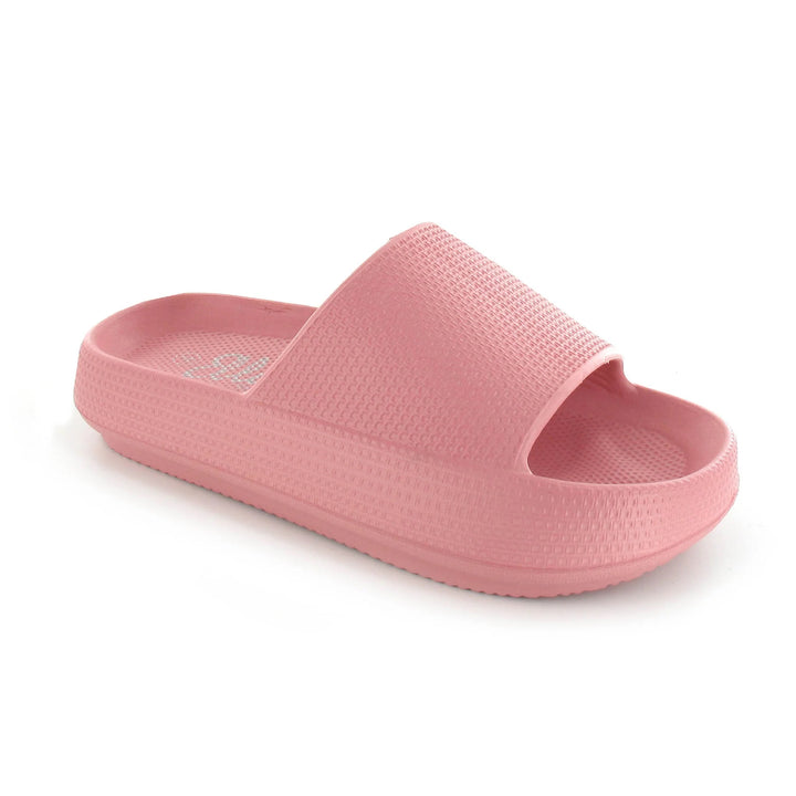 Ella Cloud Cushioned Lightweight Slip On Sliders In Pink