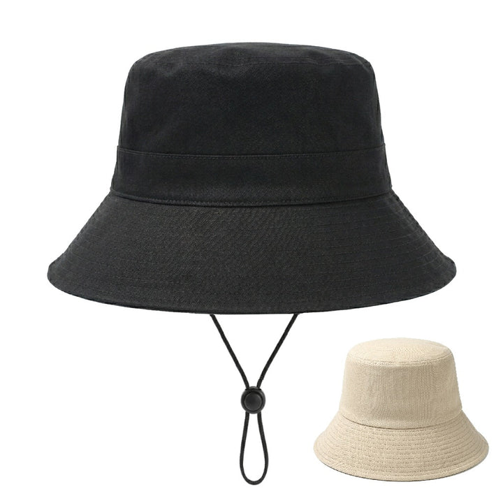 Reversible Cotton Bucket Hat With Chin Strap Black/Stone