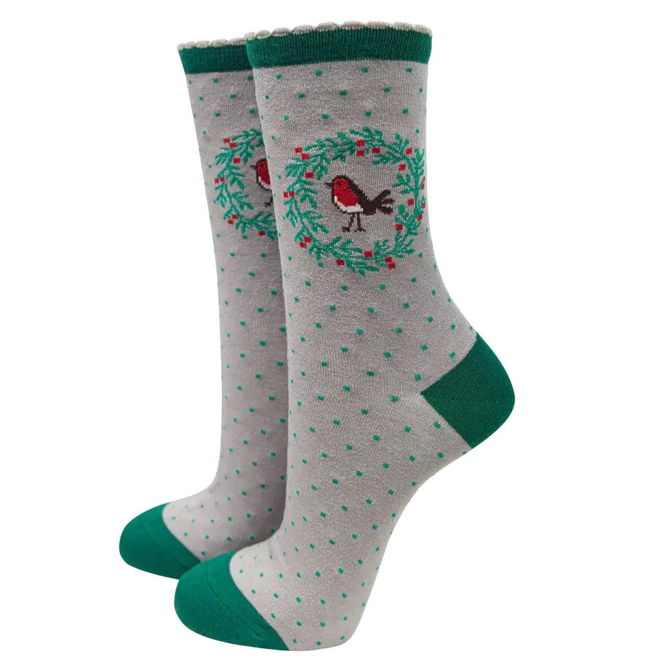 Bamboo Robin Socks (Grey)