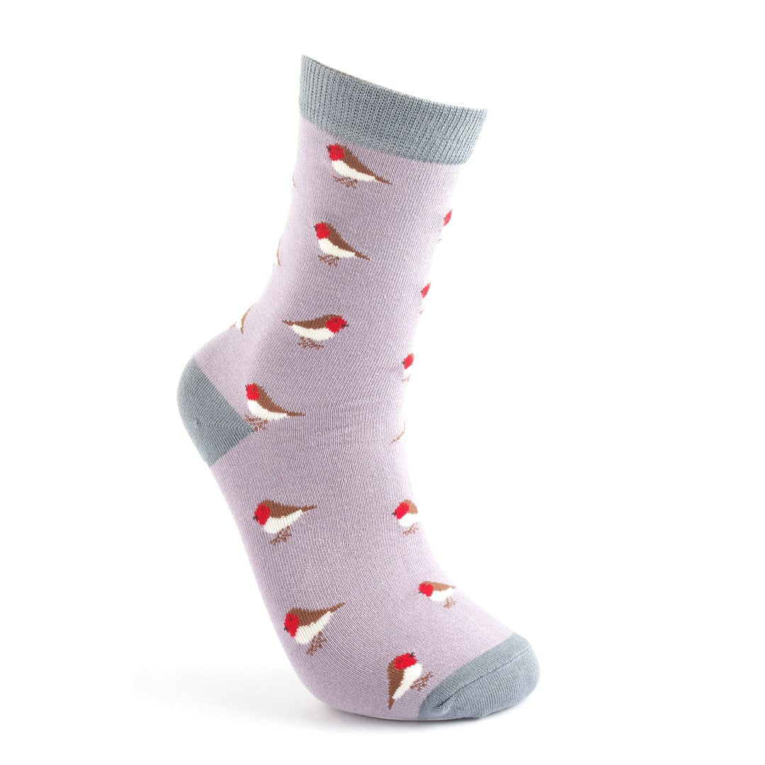 Miss Sparrow Bamboo Little Robin Socks Lavender