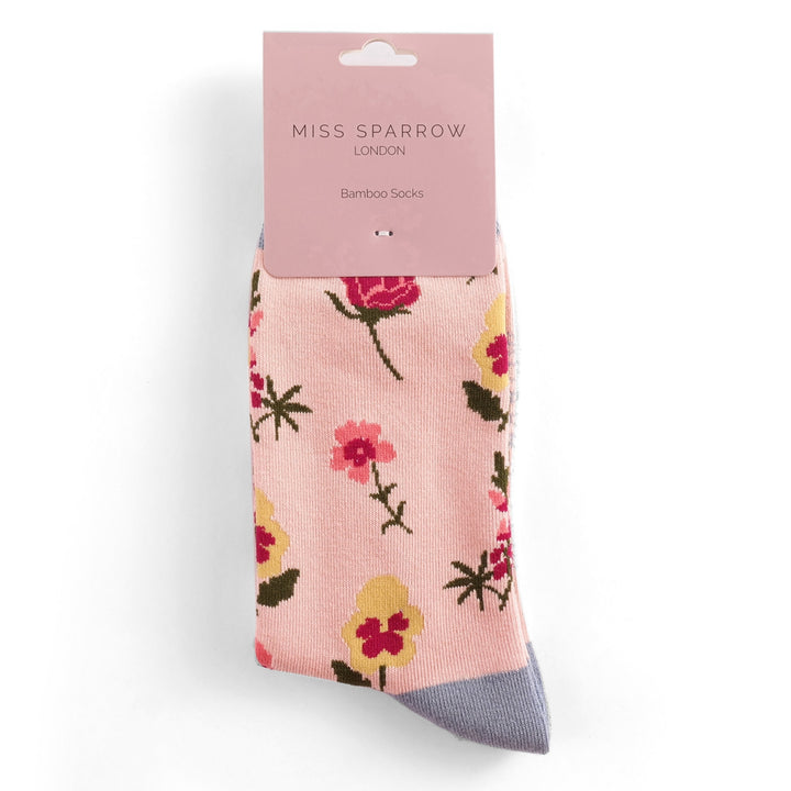 Miss Sparrow Bamboo Socks Botany Study In Dusky Pink