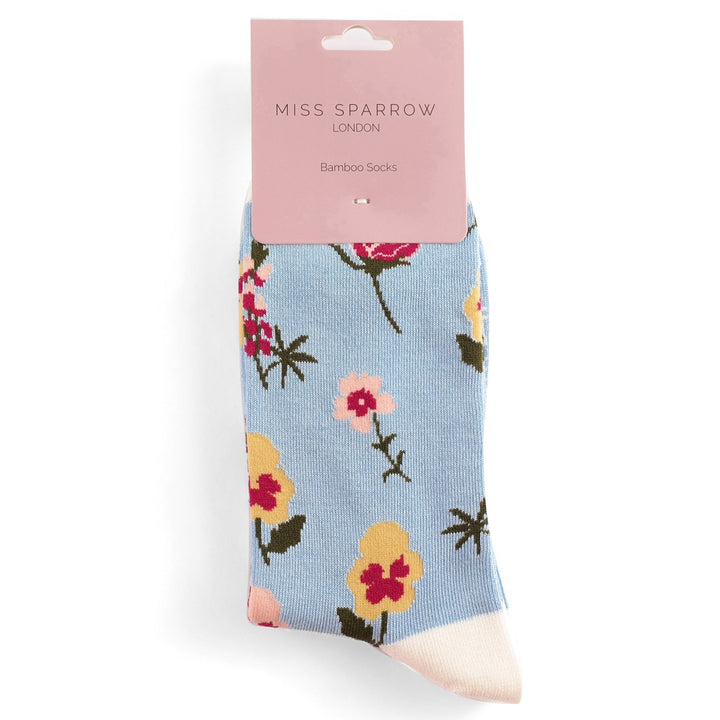 Miss Sparrow Bamboo Socks Botany Study In Powder Blue