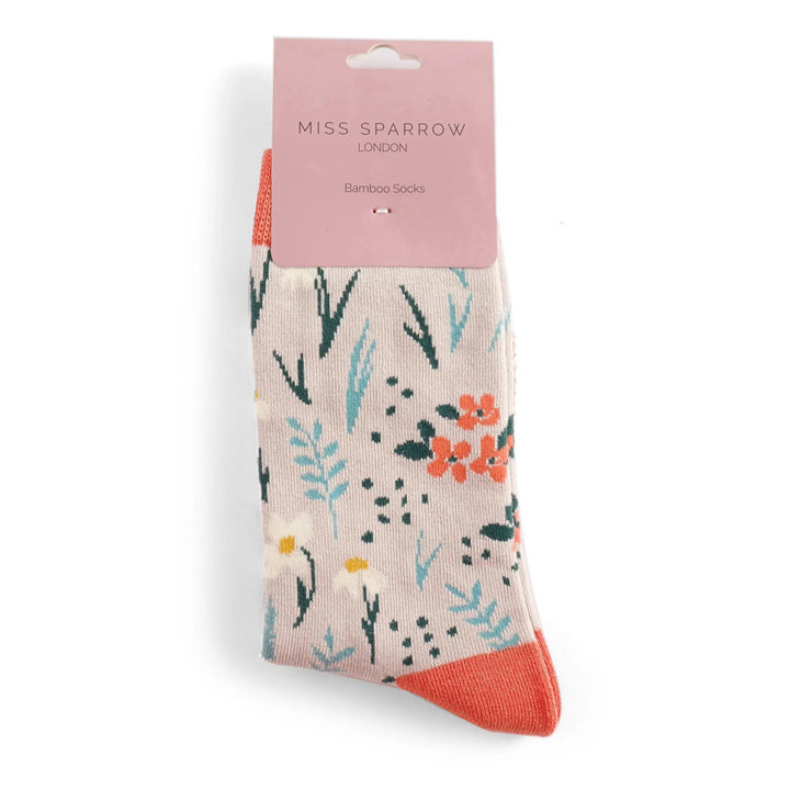 Miss Sparrow Bamboo Socks Meadow in Silver