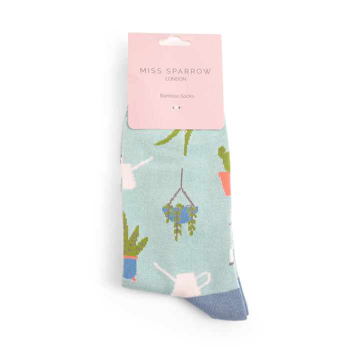 Miss Sparrow Bamboo Socks House Plants In Duck Egg