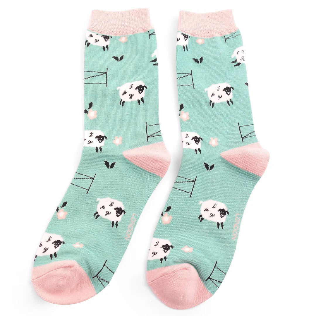 Miss Sparrow Bamboo Socks Jumping Sheep In Duck Egg