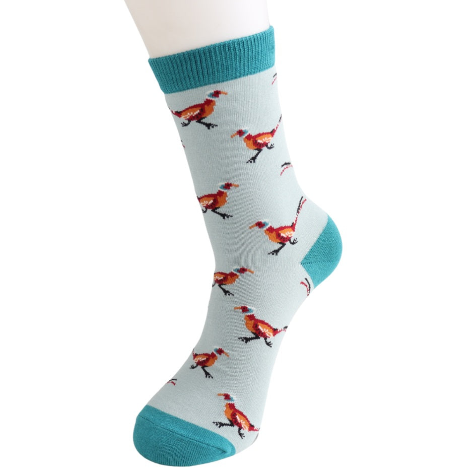 Miss Sparrow Bamboo Socks Pheasants In Duck Egg