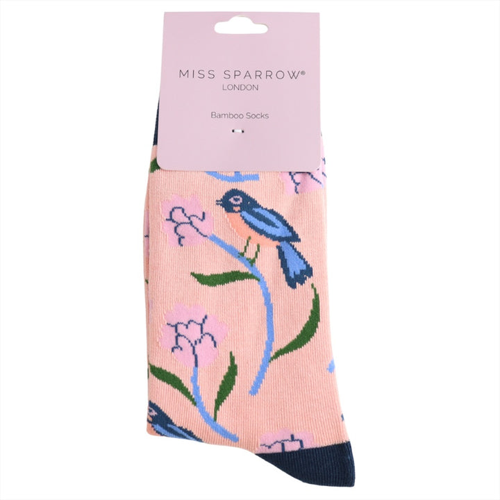 Miss Sparrow Bamboo Socks Sweet Bird In Dusky Pink