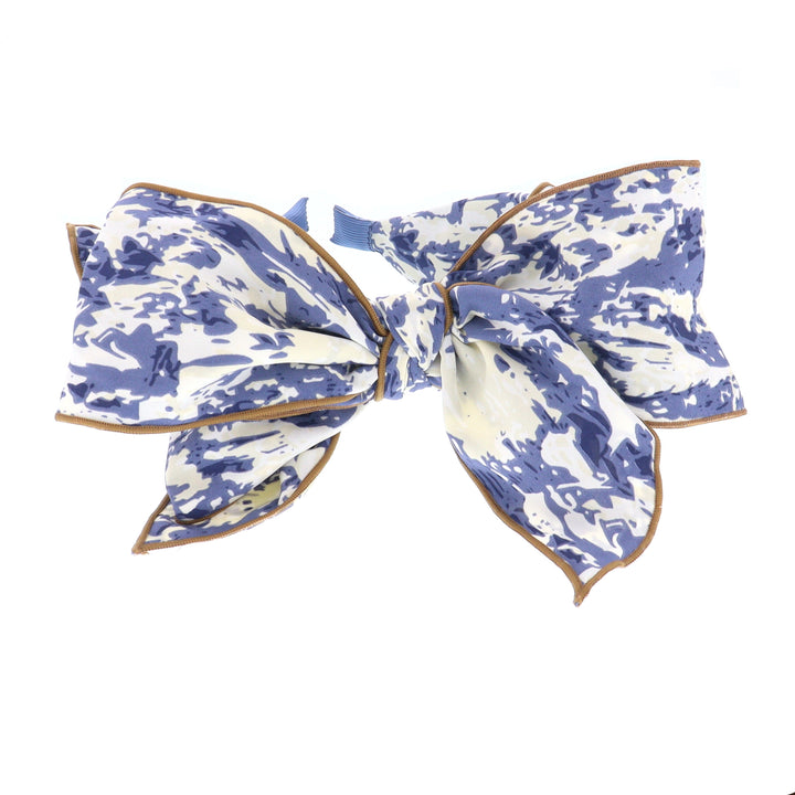 Women's Abstract Print Wired Bow Headband In Blue